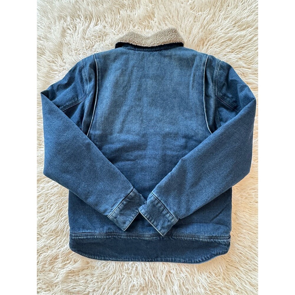 CUTE Carhartt Men's Relaxed Fit Sherpa-Lined Denim Jacket Blue Full Zip Size S - Picture 13 of 15